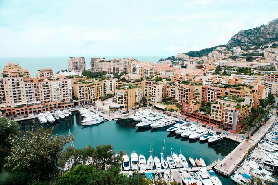 Boats moored at the harbour